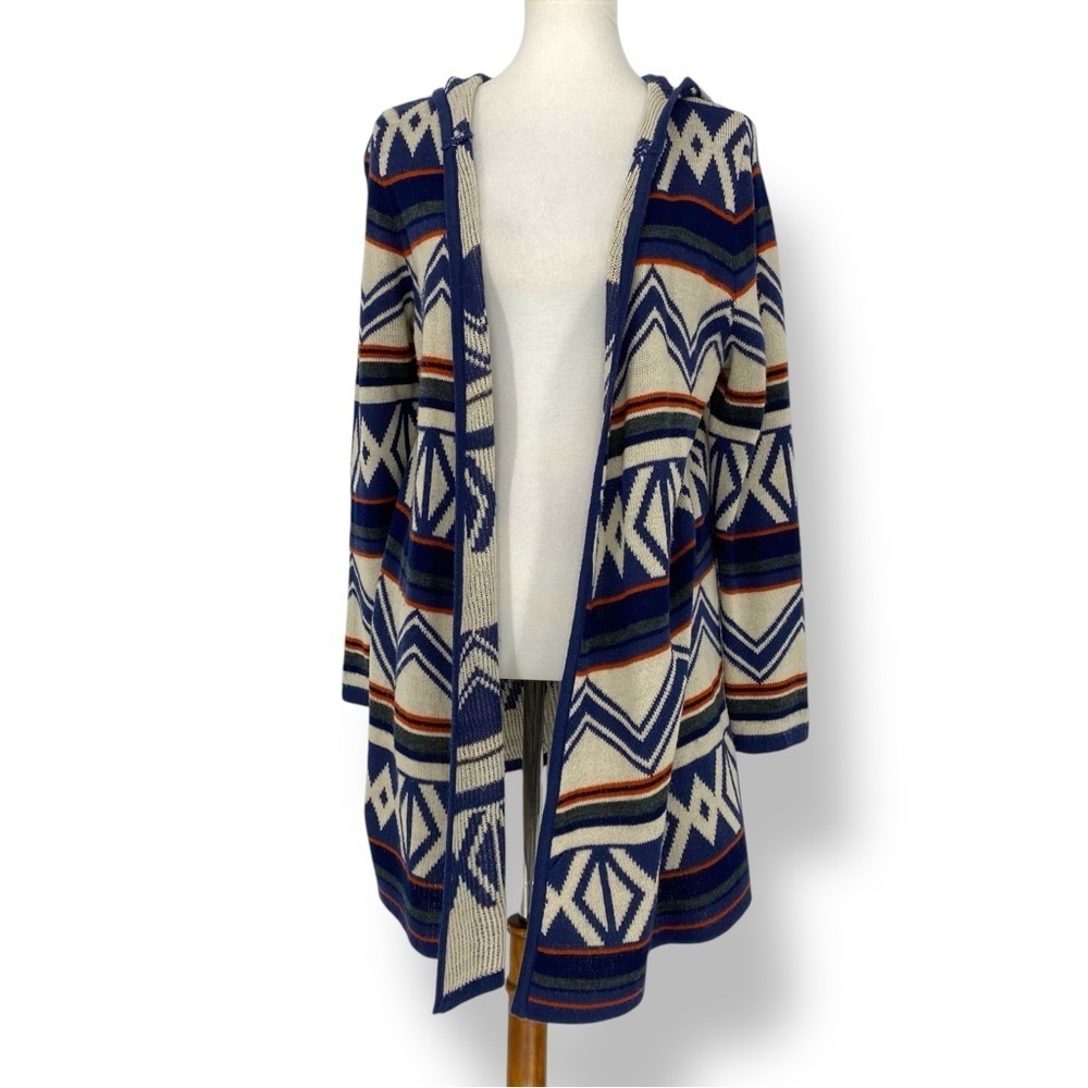 Hannah Southwestern Style Long Open Hooded Cardigan Wms sz Large - Picture 3 of 11